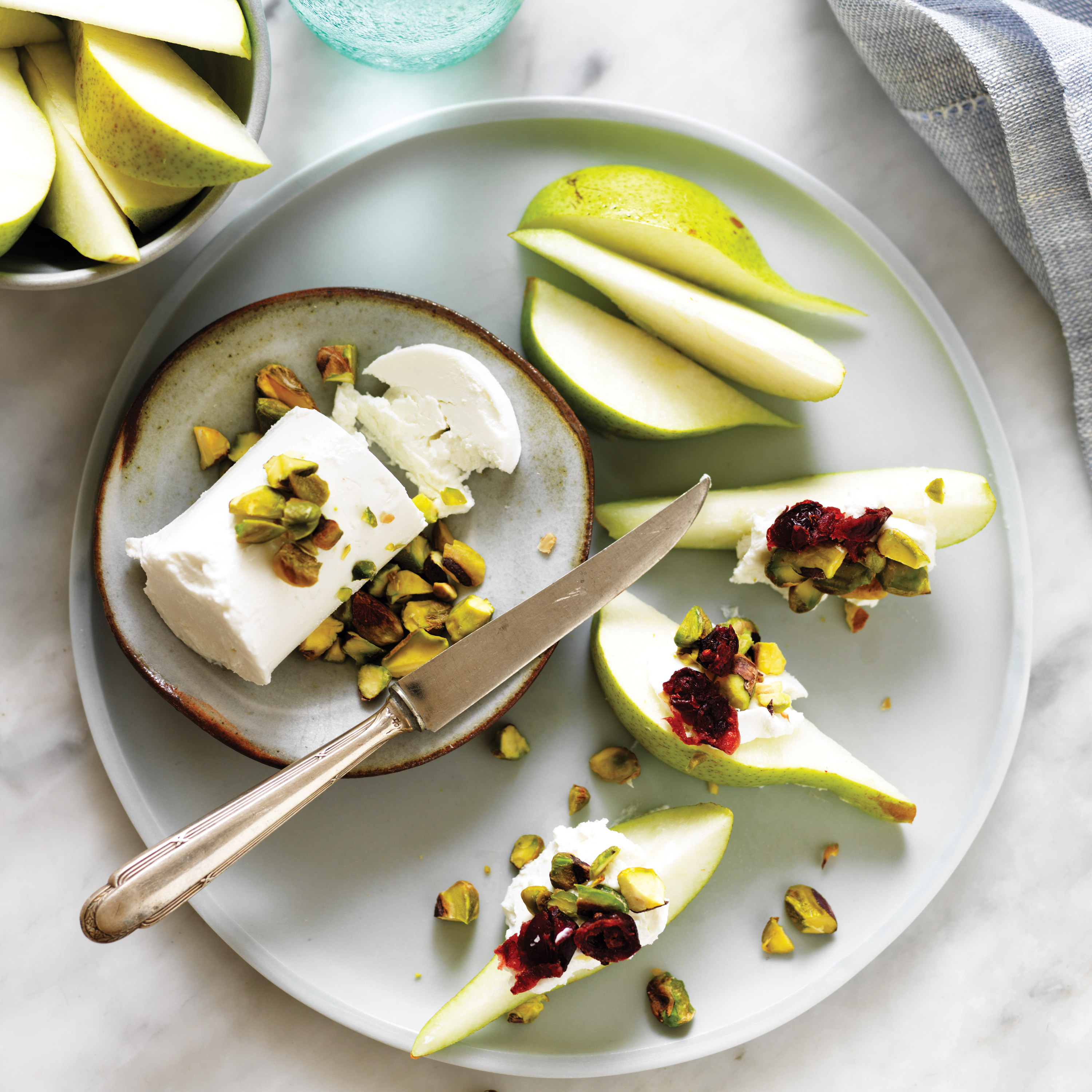Pear and goats cheese dippers